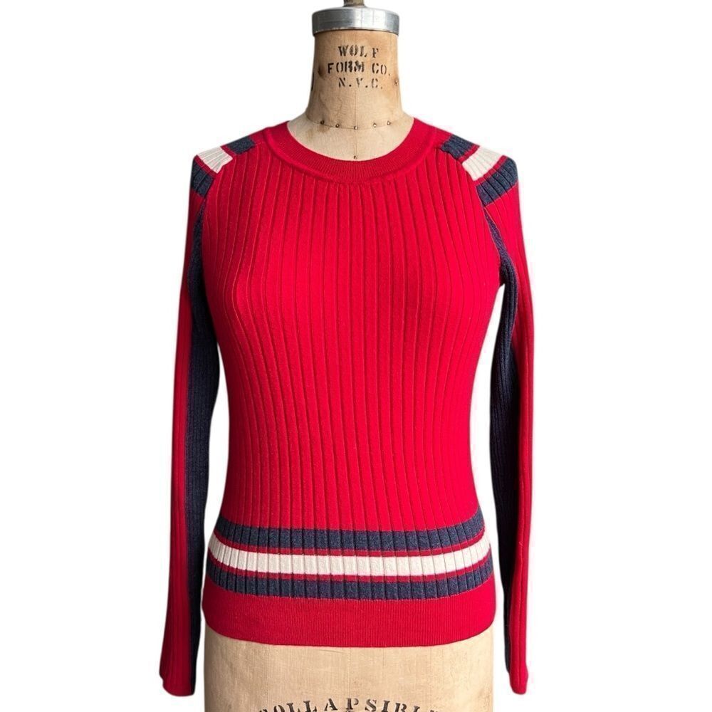 Rag & Bone Red Ribbed Merino Wool Sweater Size S/P